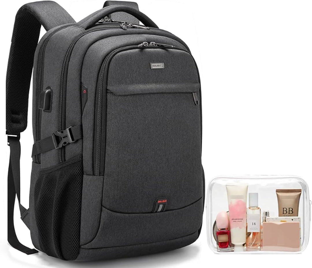 Stylish water-resistant laptop backpack, unisex, perfect for travel & daily use, with USB port.