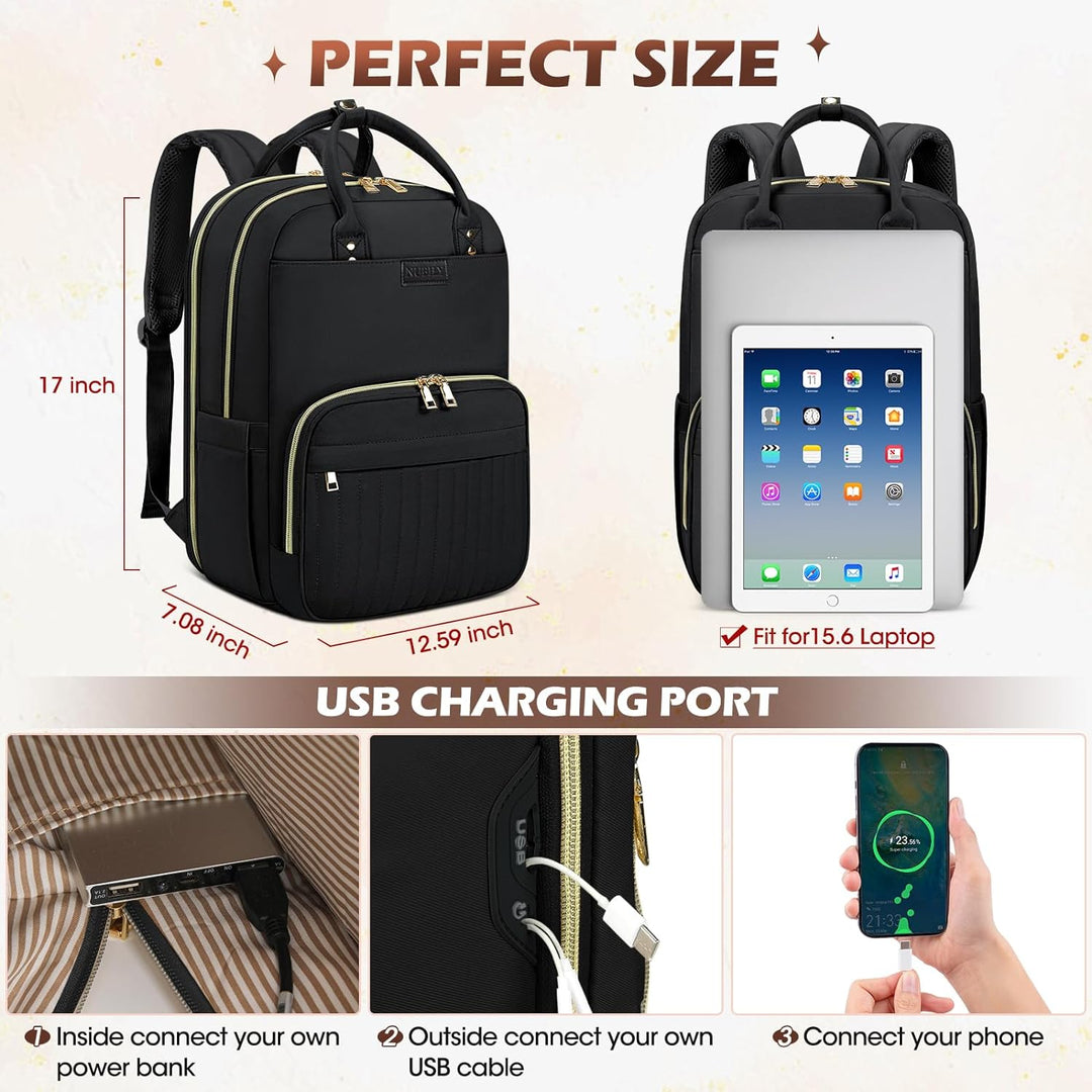 Side view of the durable, Water-Resistant Commuter Backpack, ideal for airport friendly travel & daily carry.