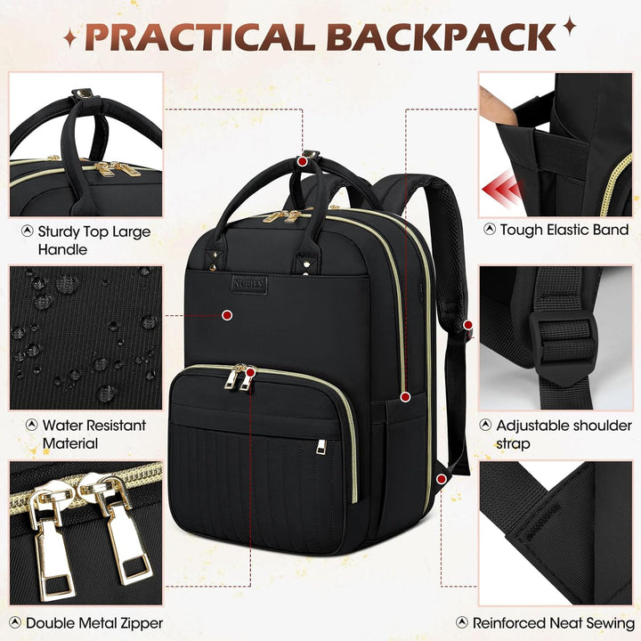 Back view of the Unisex Laptop Backpack showcasing padded straps and breathable back panel for comfortable travel.