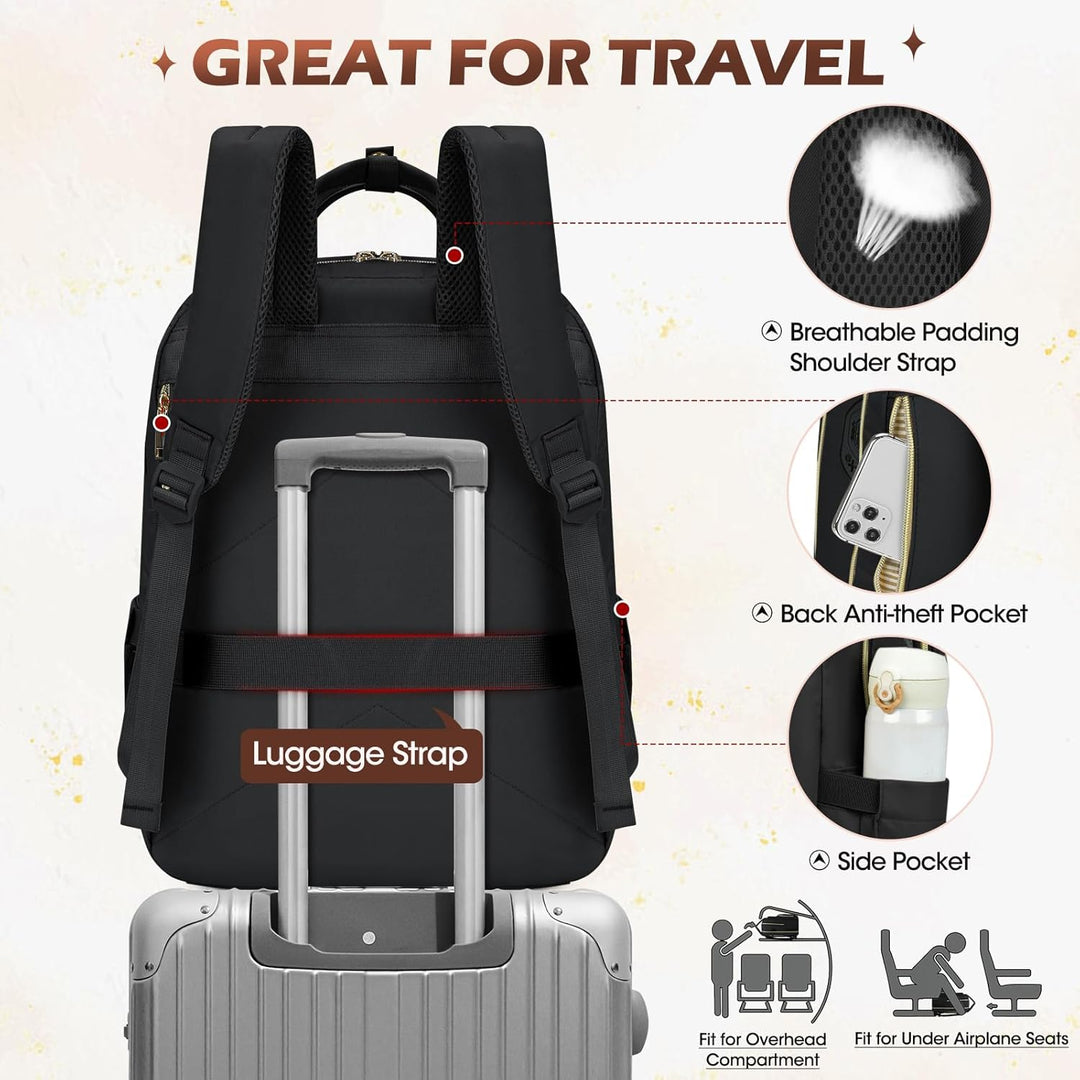 Close-up of the durable, water-resistant fabric of the travel backpack, protecting a 15.6" laptop and gear.