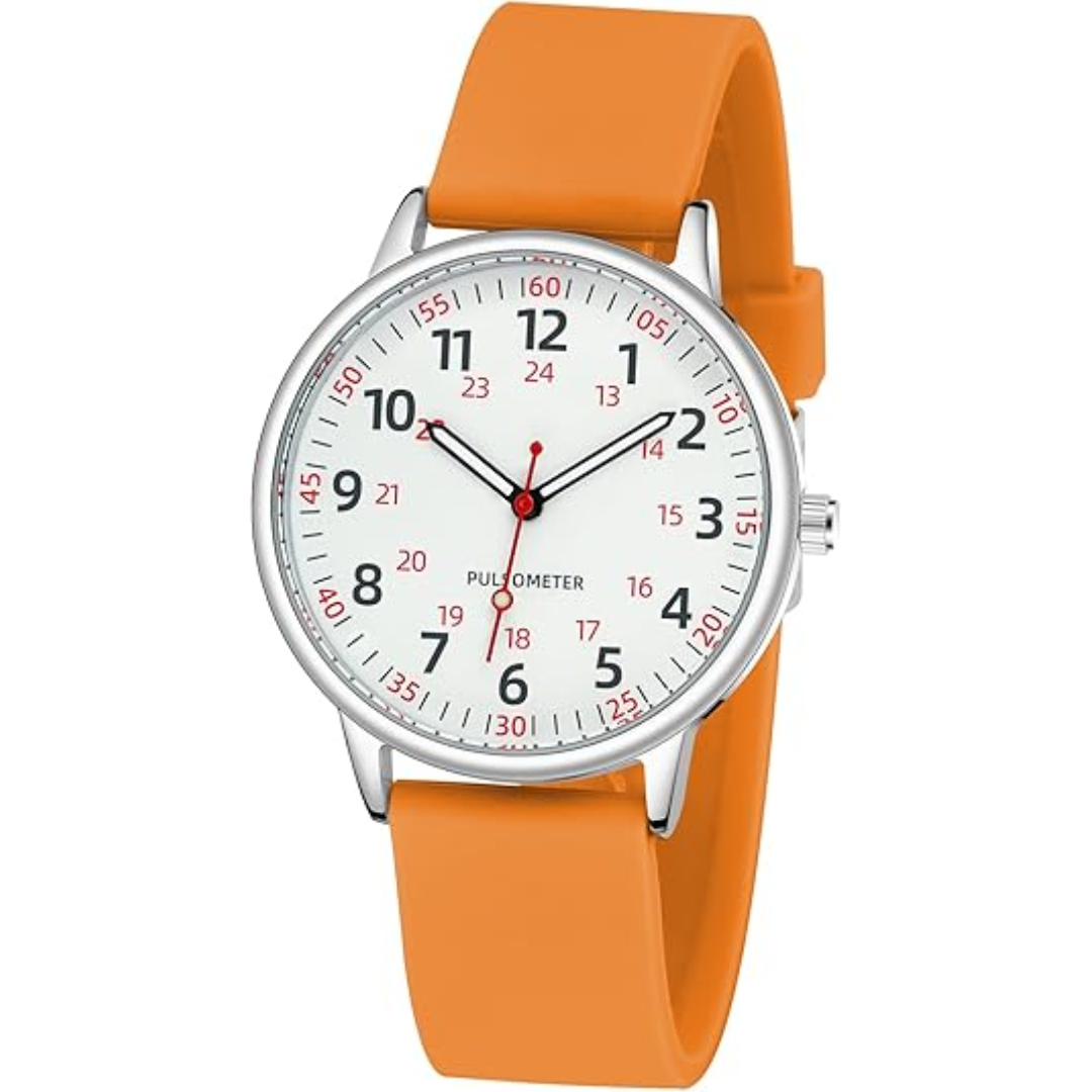 Unisex waterproof analog nurse watch with precise second hand & durable silicone band.