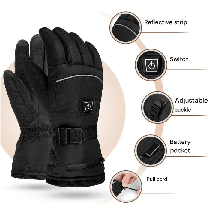 Unisex electric heated gloves for winter cycling, hunting, hiking & cold outdoor work.