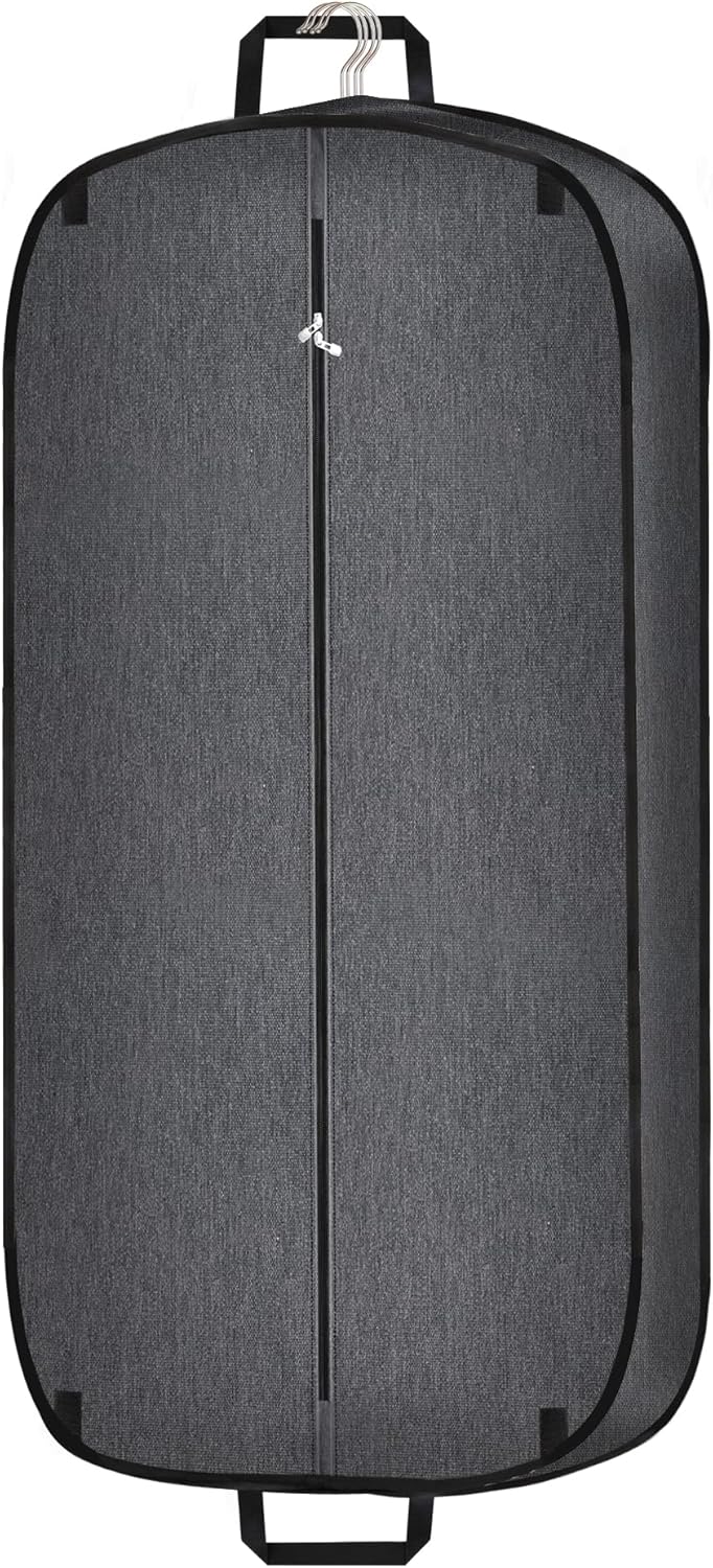 Unisex waterproof foldable garment bag for suits & dresses. Ideal for travel & wardrobe storage.