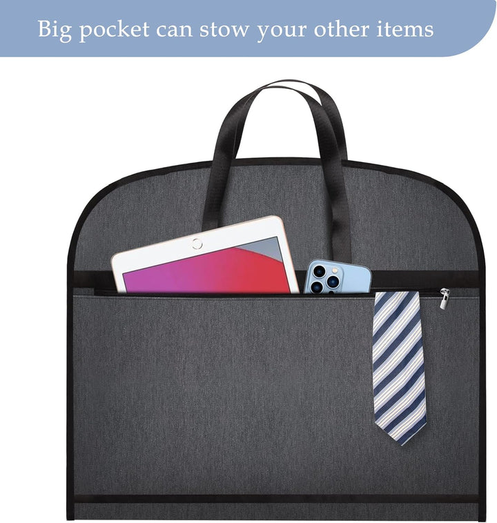 Practical unisex travel garment bag with waterproof protection. Perfect for suits, uniforms & luggage.