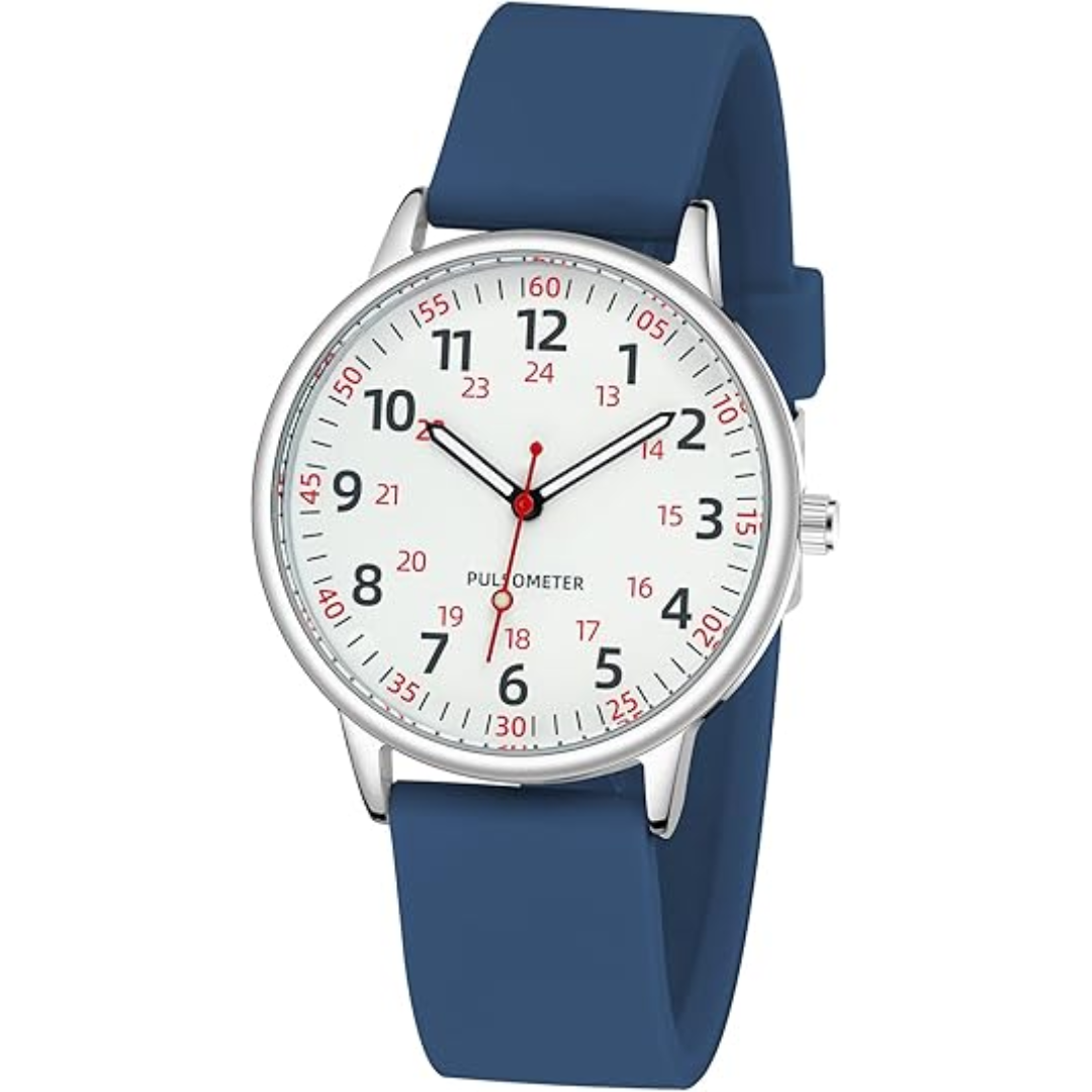 Hygienic & waterproof Femke nurse watch, a durable silicone strap accessory for any medical professional.