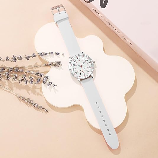 Easy-read analog nurse watch with a waterproof design & comfortable silicone strap for medical timekeeping.