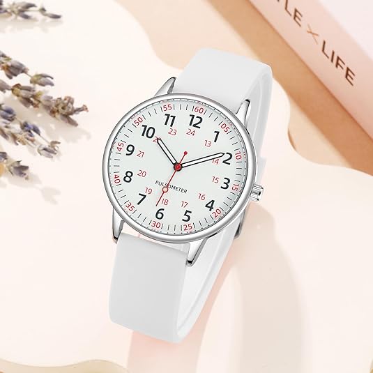 Hygienic unisex nurse watch, waterproof & designed for healthcare professionals, a perfect scrubs accessory.