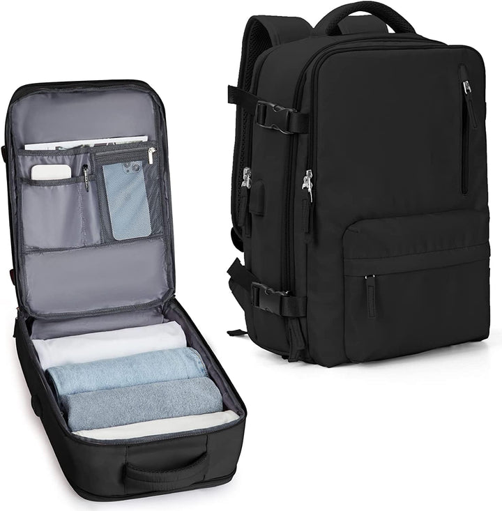 Waterproof travel backpack showcasing a dedicated shoe compartment, perfect for weekend trips.