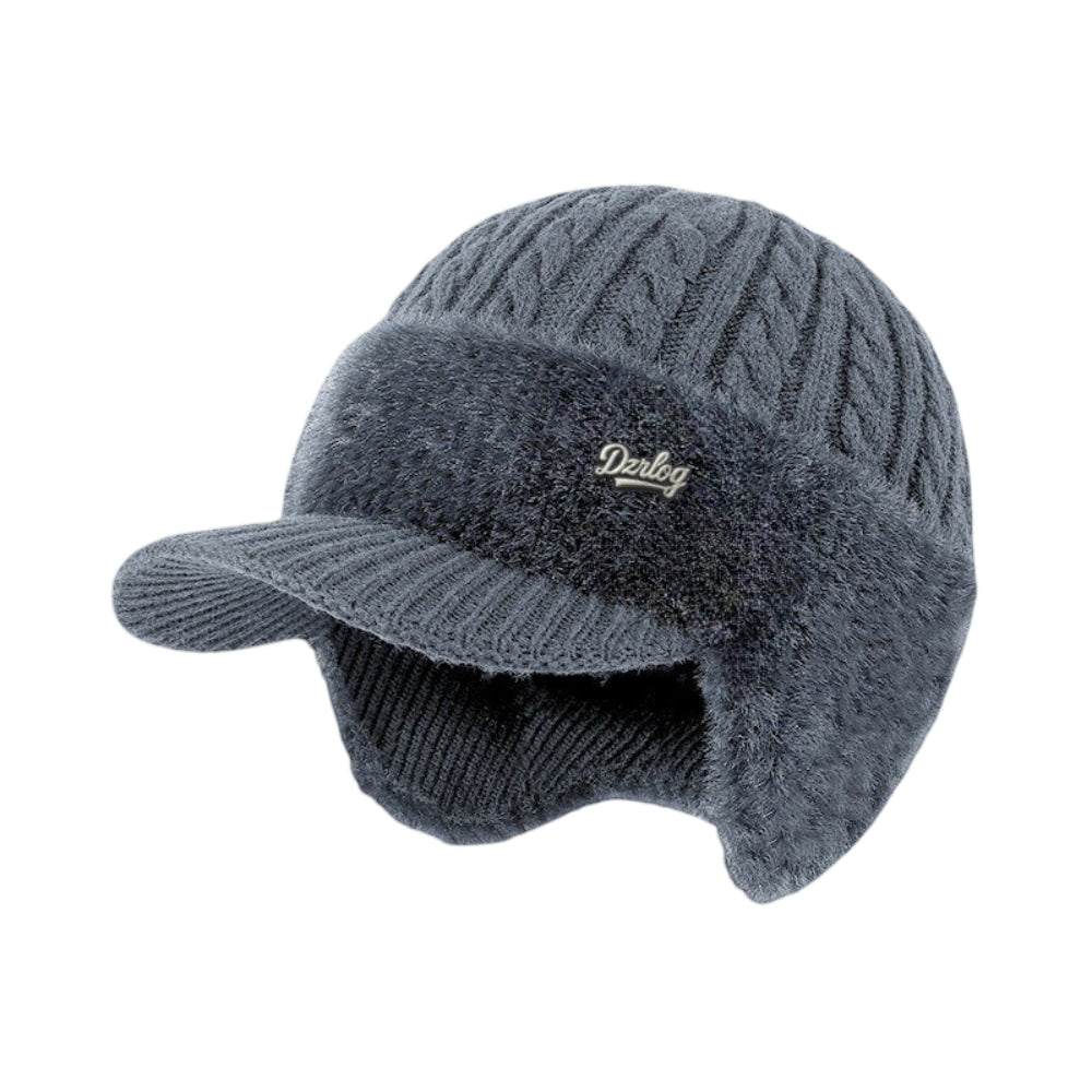 Warm unisex winter trapper cap, knit with ear flaps to combat harsh cold weather.
