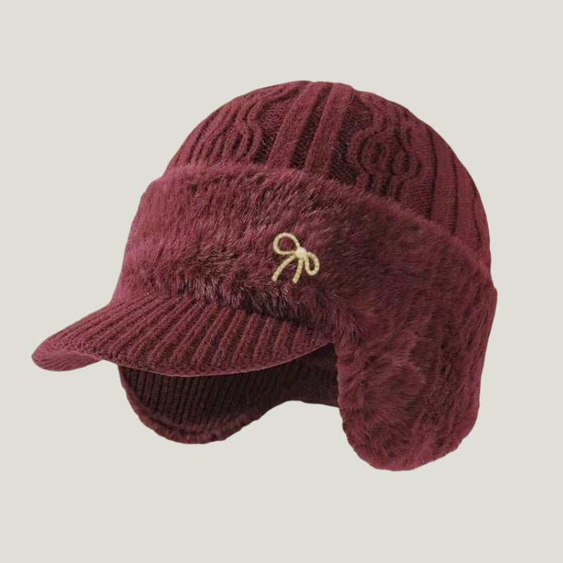 Winter trapper ear flap knit cap, unisex design, protective and warm for extreme cold weather.
