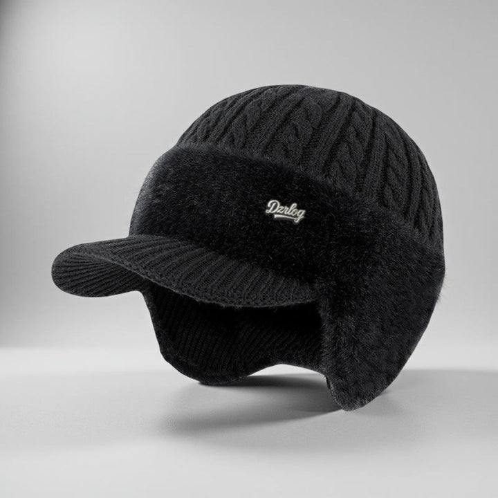 Protective knit trapper hat, unisex ear flap design perfect for extreme cold weather outdoors.