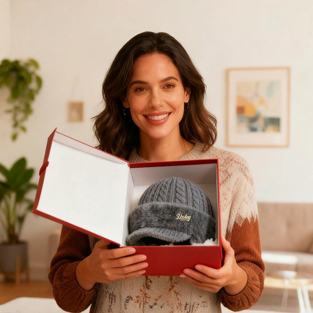 Protective winter knit cap, unisex trapper style with ear flaps for ultimate cold weather warmth.