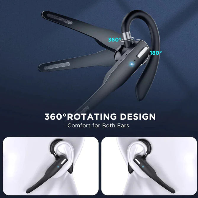 Unisex wireless Bluetooth 5.1 headset for truckers, featuring dual mic noise cancelling for professional calls.