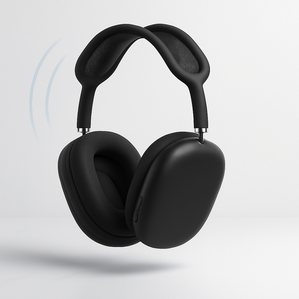 Portable noise cancelling wireless headphones for travel, comfortable over-ear design.