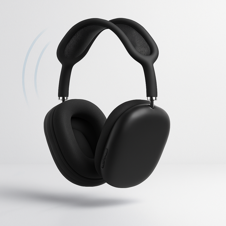 Portable noise cancelling wireless headphones for travel, comfortable over-ear design.