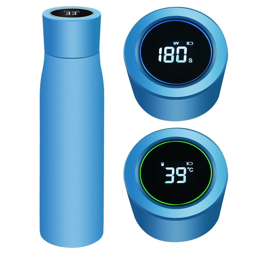 "UV Light Water Bottle with UV-C sterilization, sleek design, BPA-free, ensures germ-free hydration and easy portability."