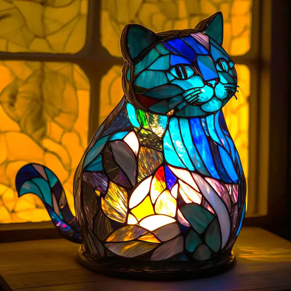 Colorful animal art table lamp, a decorative stained glass style art piece for any home or office.