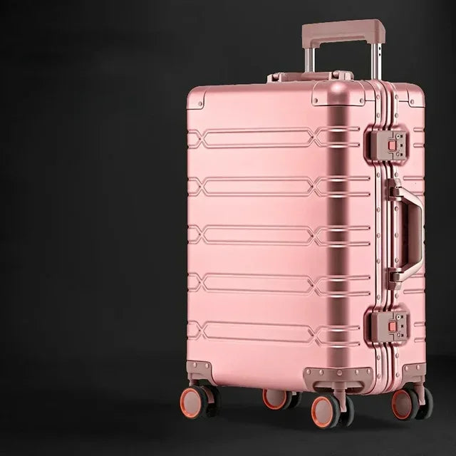 Vienna Voyager premium hardshell luggage gliding effortlessly through an airport, durable and secure for travel.