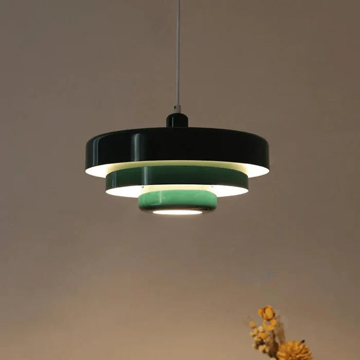 Vintage LED pendant light with classic metal and elegant finish, available in vibrant colors for interior spaces.