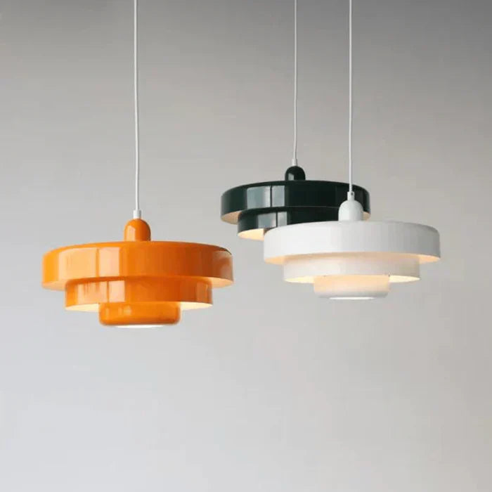 Vintage LED pendant light with classic metal and elegant finish, available in vibrant colors for interior spaces.