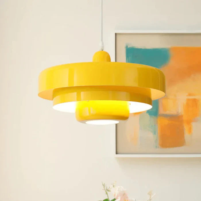 Vintage LED pendant light with classic metal and elegant finish, available in vibrant colors for interior spaces.