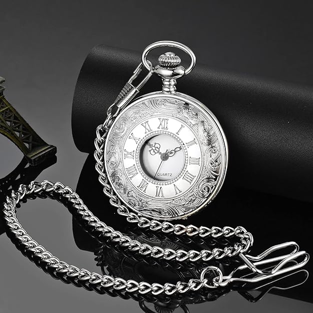 Classic vintage pocket watch, open view with detailed dial, a timeless accessory.