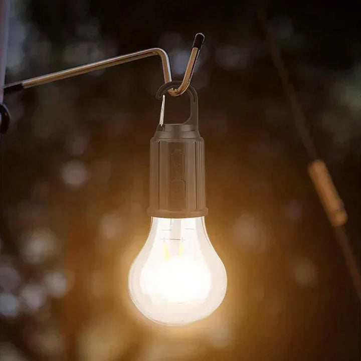 Durable vintage rechargeable LED bulb for outdoor lighting. Waterproof design suitable for various outdoor settings.