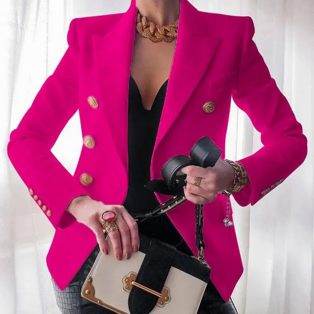 Chic vintage fashion blazer for women, double-breasted and versatile for both formal and casual elegant outfits.