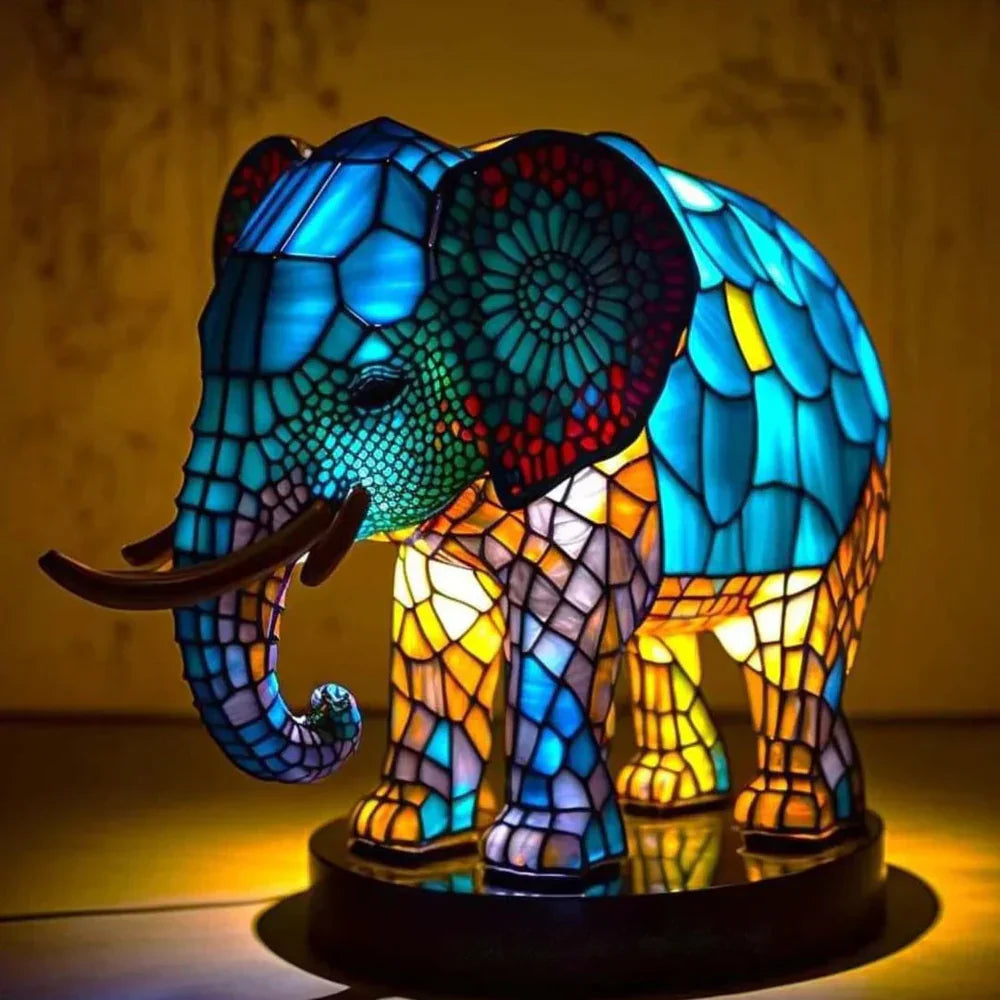 VitraFauna artistic animal lamp, stained glass style for home decor & ambient lighting.