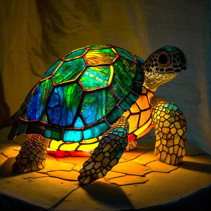 VitraFauna elephant lamp, colorful stained glass style table lamp, unique animal decor.