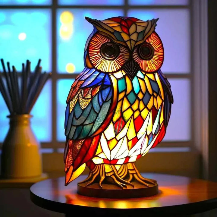 VitraFauna unique gift lamp, artistic stained glass style animal table lamp for desk or home.