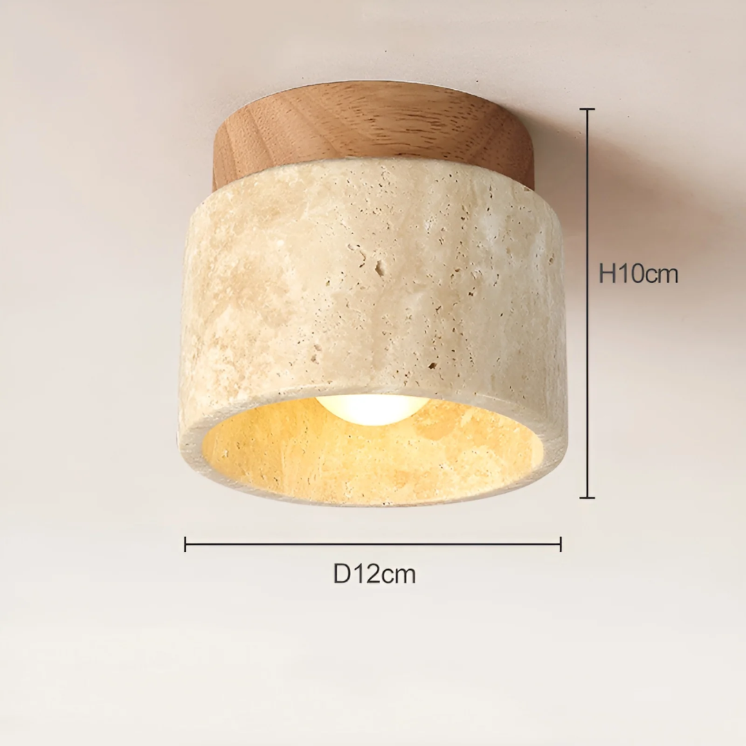 TranquilStone Wabi Sabi Japanese pendant light. Yellow marble ceiling lamp, perfect for minimalist LED ambient lighting.