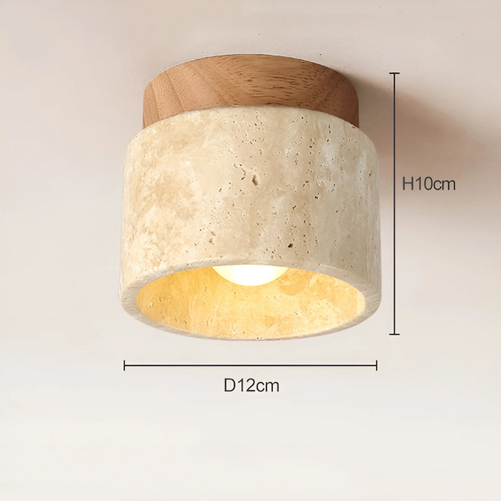 TranquilStone Wabi Sabi Japanese pendant light. Yellow marble ceiling lamp, perfect for minimalist LED ambient lighting.
