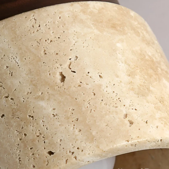 Minimalist Wabi Sabi Japanese ceiling lamp with natural yellow marble. Modern stone pendant light for a calming home.