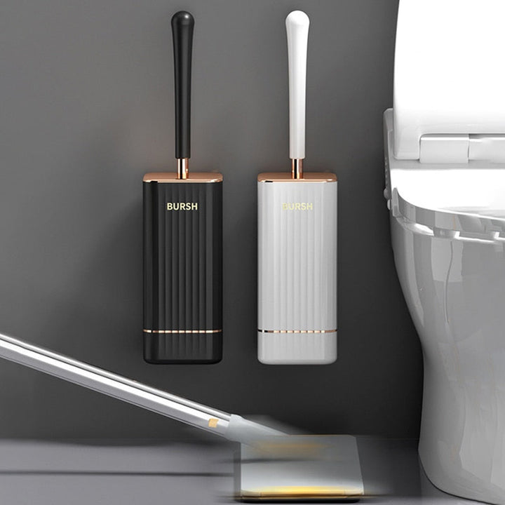Efficient bathroom cleaning tool: wall-mounted toilet brush & holder, modern & space-saving.