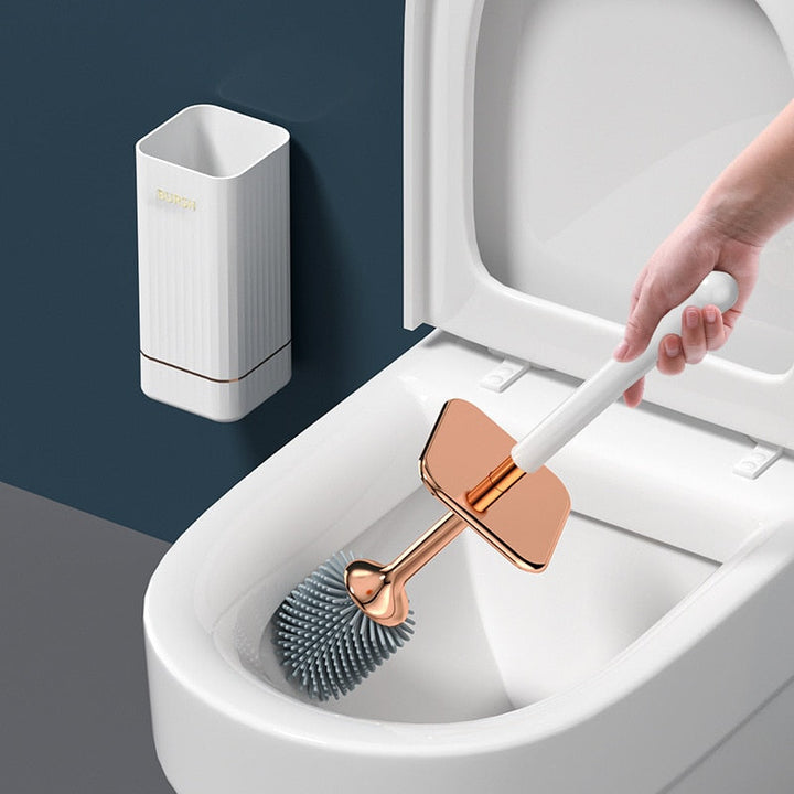 Keep your bathroom tidy with this wall-mounted toilet brush holder, perfect for modern home decor.