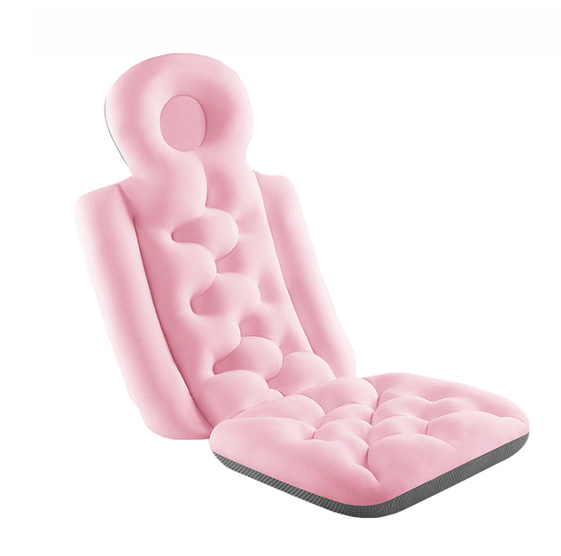 Waterproof, non-slip spa bath pillow with soft cushioning, suction cups, and breathable mesh for ultimate bath comfort.