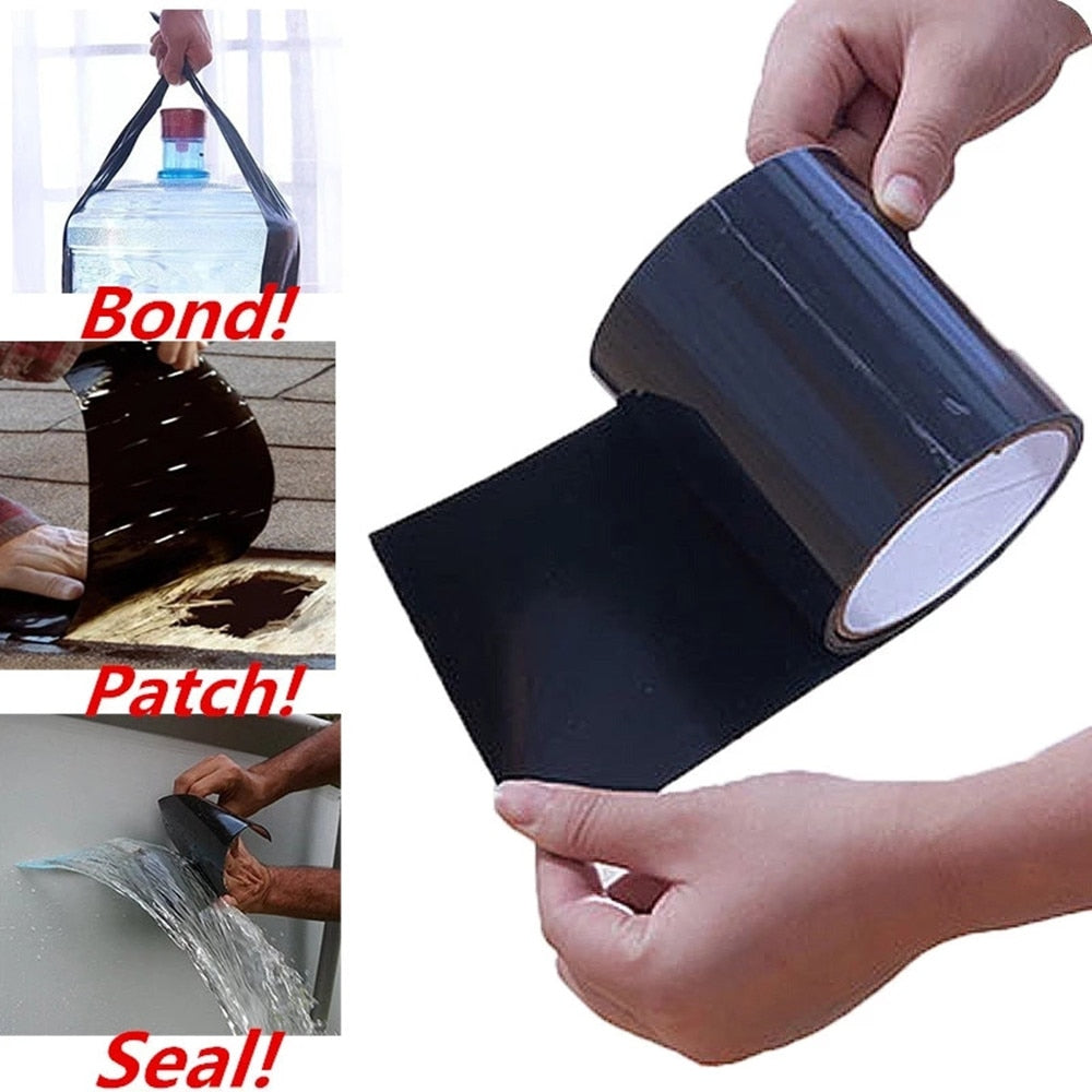 Flexible adhesive repair tape for household and outdoor fixes, providing a durable, long-lasting bond.
