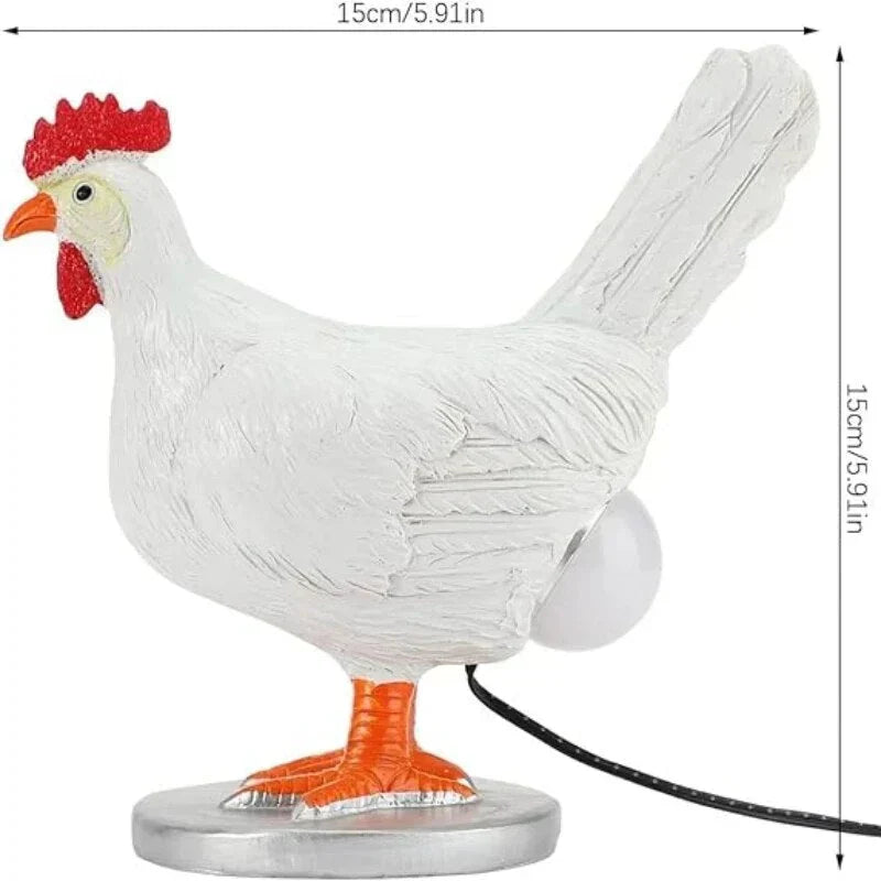 Cute LED chicken table lamp, a funny and unique night light. Perfect whimsical home decor accent for any room.