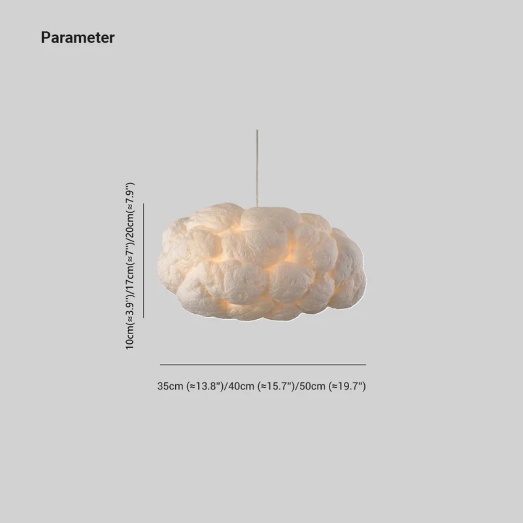PVC/cotton white cloud LED pendant light, modern ceiling fixture, perfect ambient lighting for bedrooms.