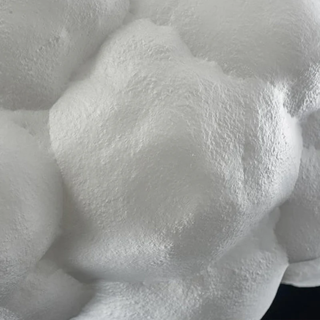 White PVC/cotton cloud pendant, energy-efficient LED light, modern home decor ceiling fixture.
