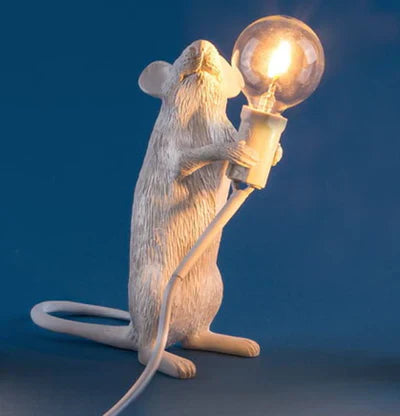 Cute resin mouse table lamp, a SqueakLight desk lamp with whimsical gold finish for home accent.