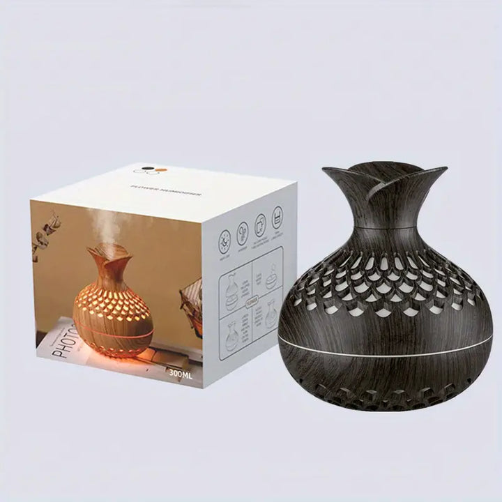 Decorative essential oil diffuser for home aromatherapy, relaxation, and a peaceful bedroom living room ambiance.