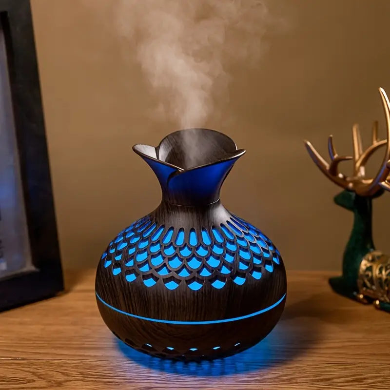 Elegant essential oil diffuser, perfect for bedroom or living room, creating a relaxing aromatherapy ambiance.