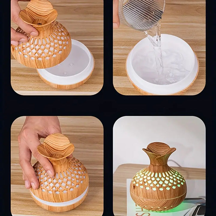 Home aromatherapy essential oil diffuser, enhancing ambiance & relaxation. A beautiful home decor accessory.