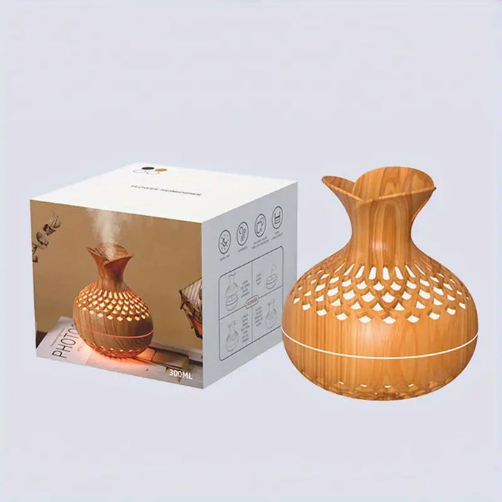 Ultrasonic aromatherapy diffuser for essential oils, creating a soothing ambiance & relaxation at home or office.