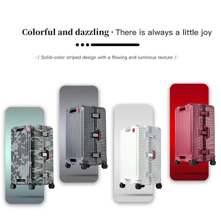 Stylish hard shell checked luggage with innovative wide grip handle & TSA combination lock for easy, secure travel.