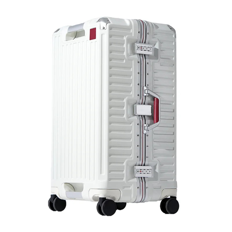High-quality wide grip hard shell suitcase, designed for comfortable & secure international travel with a TSA lock.