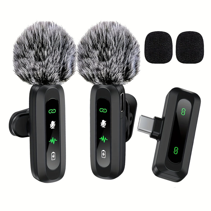 Compact wireless lavalier microphone, ideal for portable audio recording, interviews & field work.