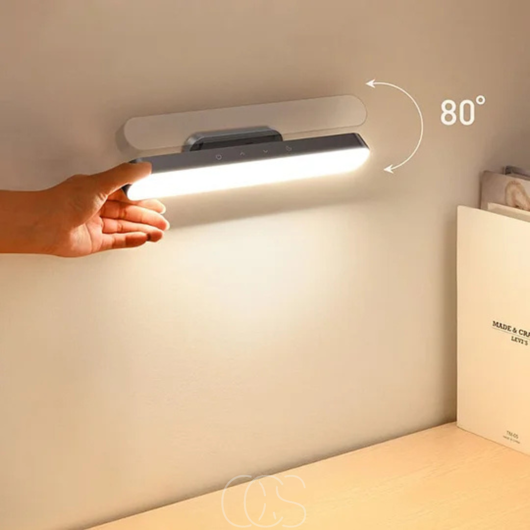 Sleek wireless LED lamp, magnetic for easy attachment, provides portable, modern home illumination.